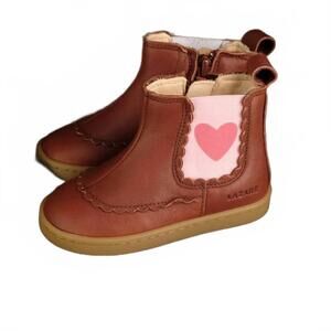 NEW LAZARE girls' isaure leather boots in hazelnut